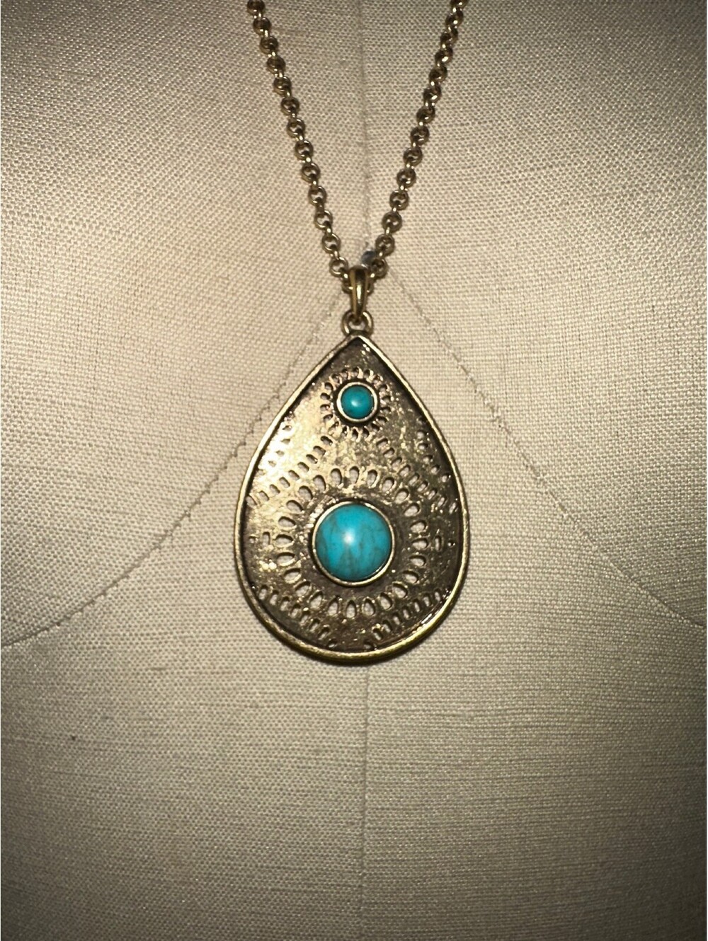 Lucky Brand Cleobella Turquoise Drop Pendant Y2K Necklace